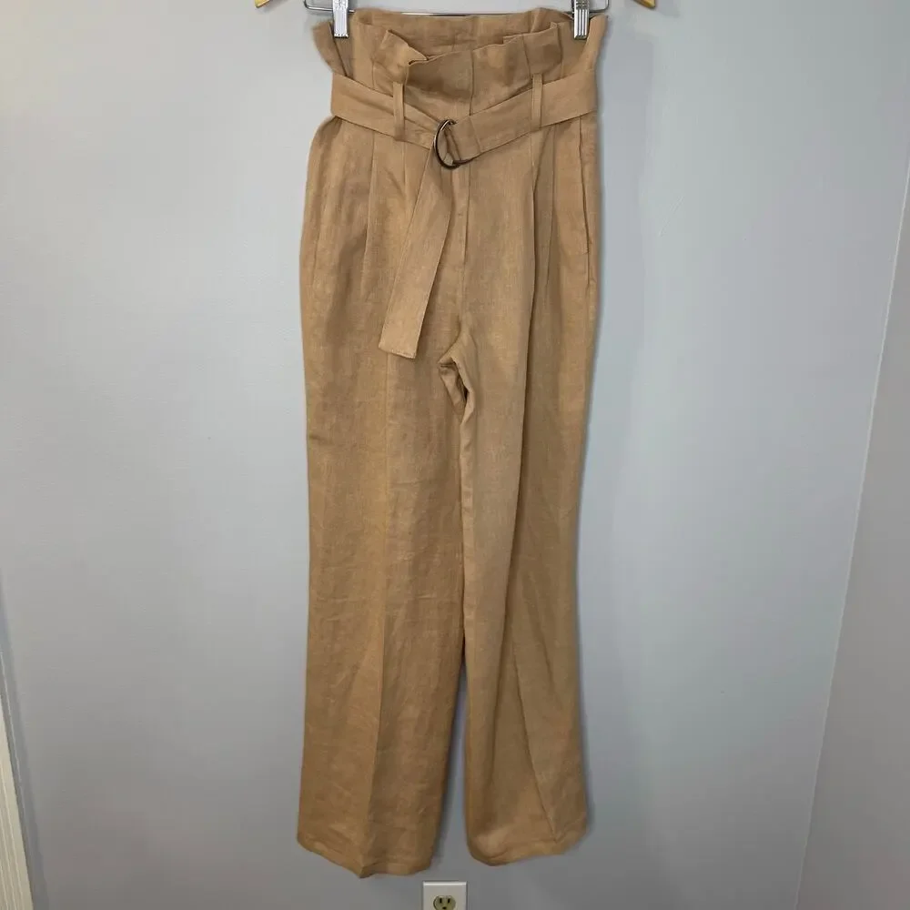 ANINE BING Thalia Linen Trouser Relaxed Pant Casual Wardrobe Minimalist Sz 30